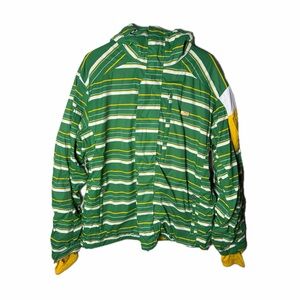 Vintage DC Striped Snowboard Jacket Green/Yellow Boys M Y2K outdoor winter EUC